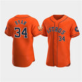 Houston Astros #34 Nolan Ryan Orange CLOTHIN 60th Anniversary Flex Base Stitched Jersey