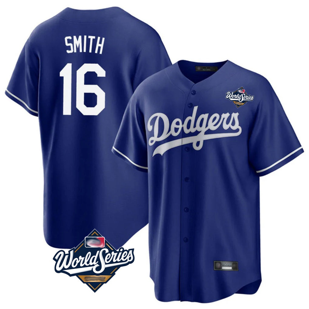 Los Angeles Dodgers #16 Will Smith Player Royal CLOTHIN World Series Game Stitched Jerseys