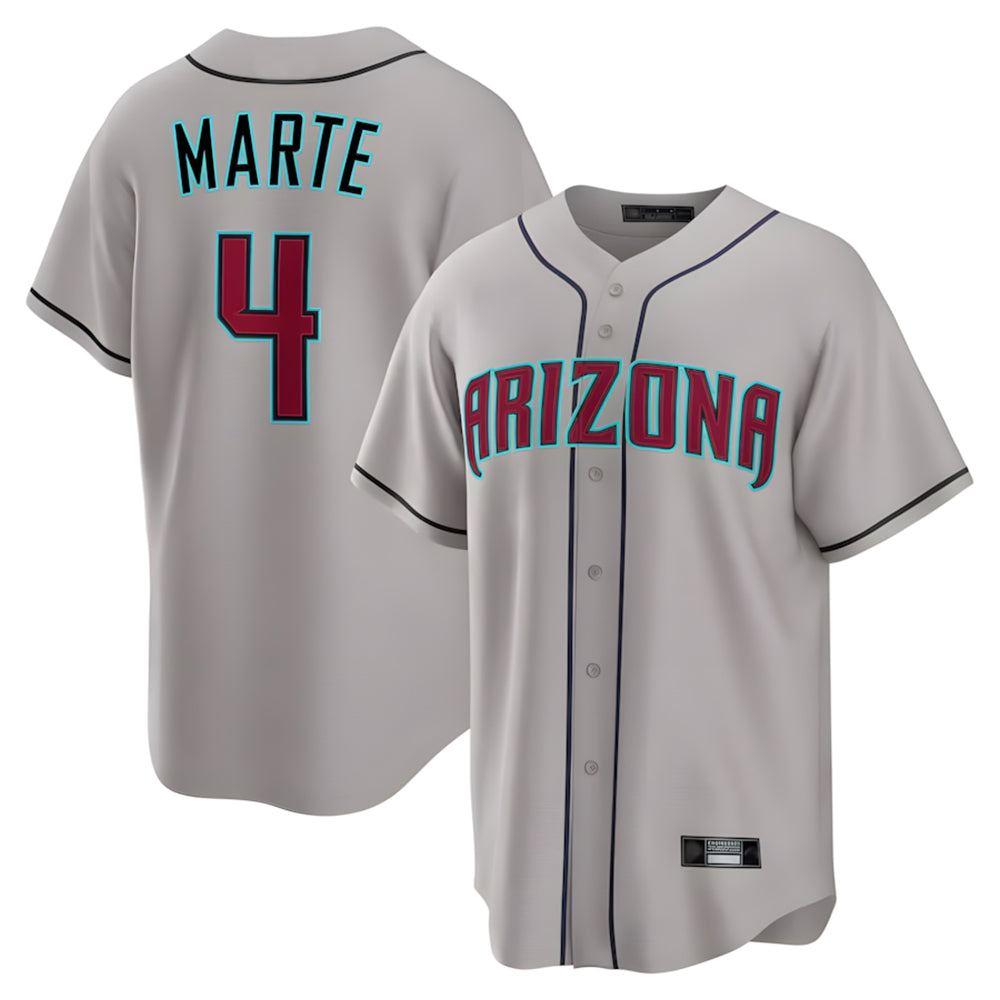 Arizona Diamondbacks #4 Ketel Marte Player Gray CLOTHIN Road Home Game Stitched Jerseys