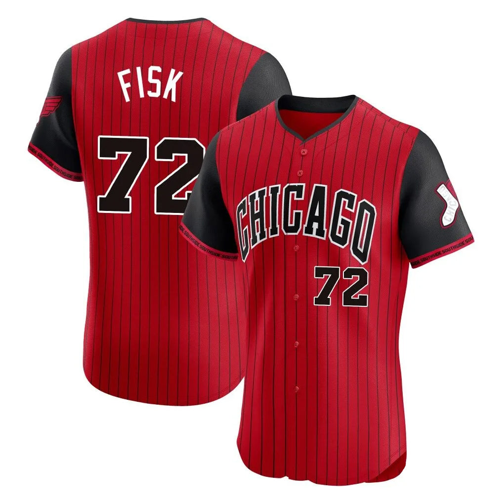 Chicago White Sox #72 Carlton Fisk Player Red CLOTHIN City Connect Limited Elite Home Stitched Jerseys