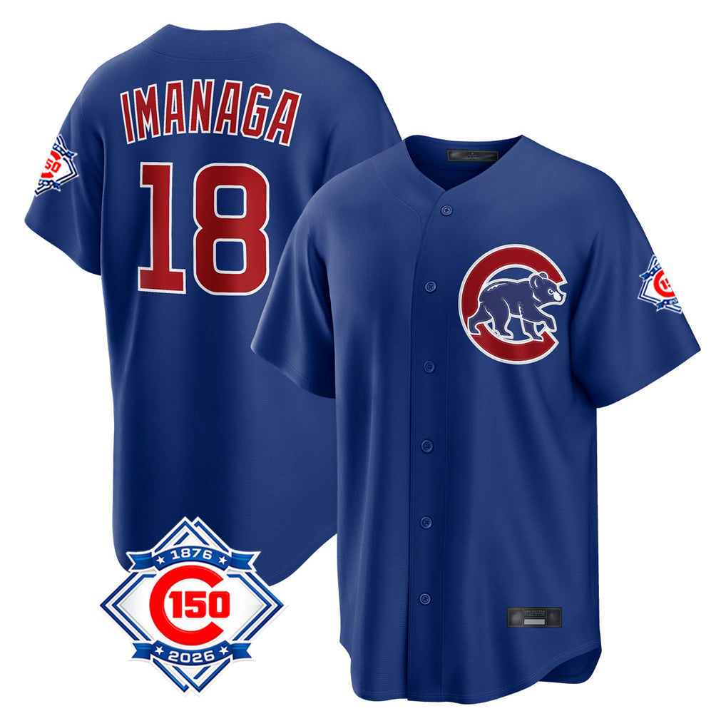Chicago Cubs #18 Shota Imanaga Player Royal CLOTHIN 150th Anniversary Home Game Stitched Jerseys
