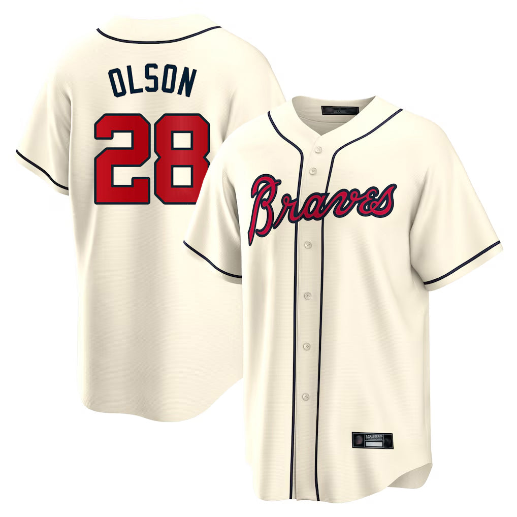 Atlanta Braves #28 Matt Olson Player Cream CLOTHIN Home Game Stitched Jerseys