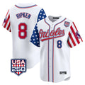 Baltimore Orioles #8 Cal Ripken Player White CLOTHIN USA 250 Independence Day Vapor Premier Home Game Stitched Jerseys