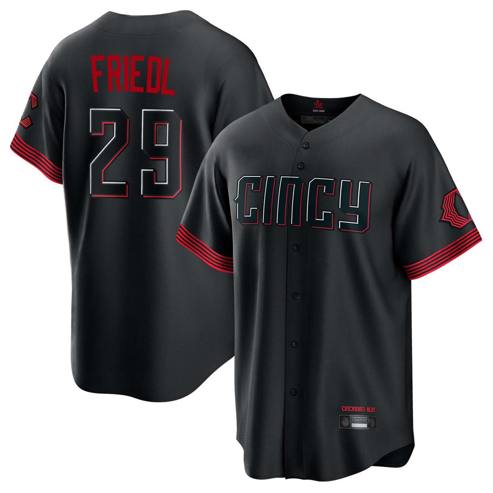 Cincinnati Reds #29 TJ Friedl Player Black CLOTHIN City Connect Home Game Stitched Jerseys