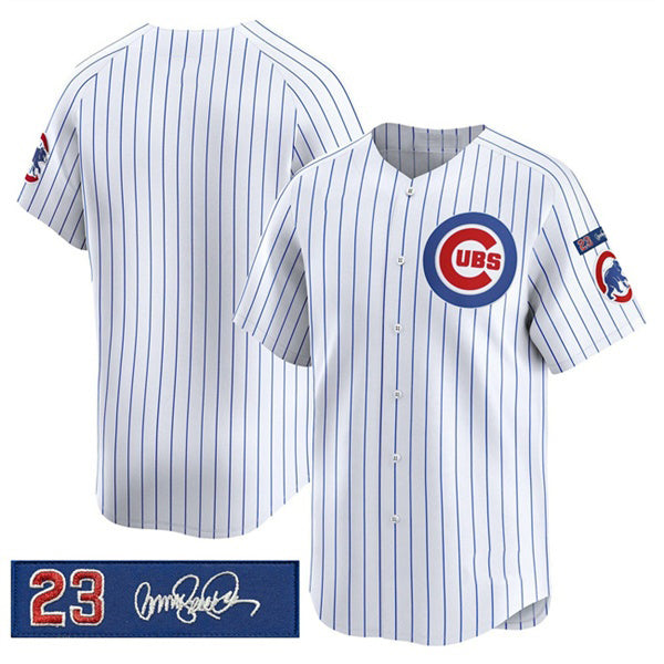 Chicago Cubs Blank White CLOTHIN Pinstripe 'Ryne Sandberg Tribute' Vapor Limited V3 Stitched Jersey