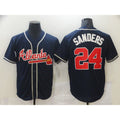 Atlanta Braves #24 Sanders Blue CLOTHIN Game Jerseys