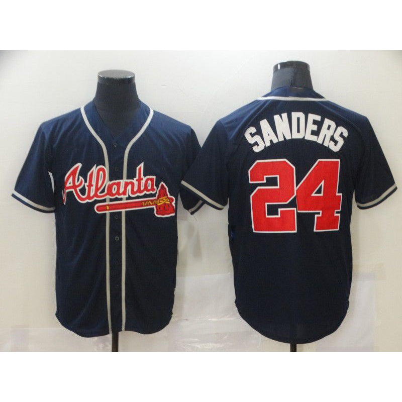 Atlanta Braves #24 Sanders Blue CLOTHIN Game Jerseys