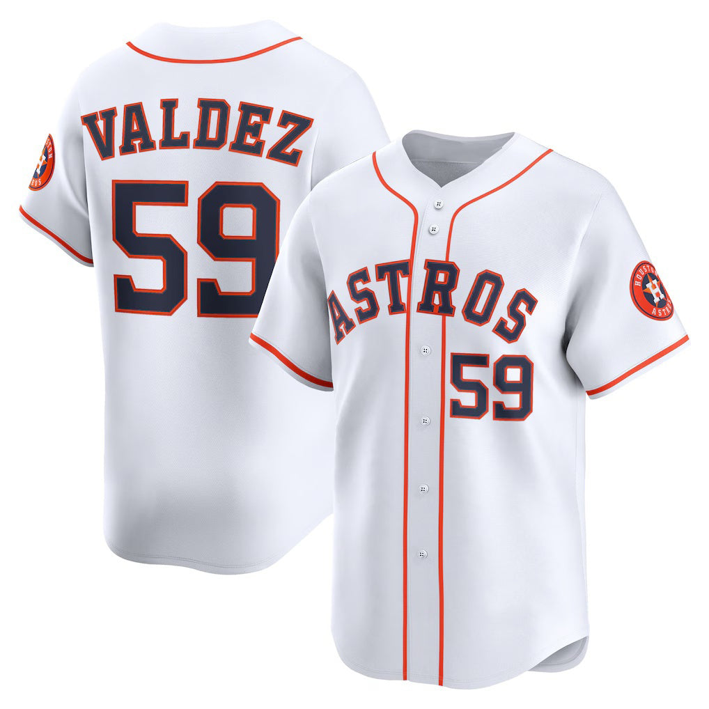 Houston Astros #59 Framber Valdez White CLOTHIN Home Limited Player Jersey