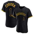 Houston Astros #1 Carlos Correa Player Black CLOTHIN Snake Skin City Limited Elite Home Stitched Jerseys