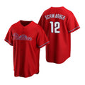 Philadelphia Phillies #12 Kyle Schwarber Red CLOTHIN Cool Base Stitched Jersey