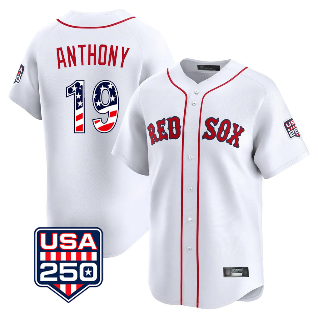 Boston Red Sox #19 Roman Anthony Player White CLOTHIN USA 250 Fourth of July Limited Home Game Stitched Jerseys