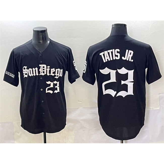 San Diego Padres #23 Fernando Tatis Jr. Black CLOTHIN Gothic Edition Vapor Limited Stitched Jersey