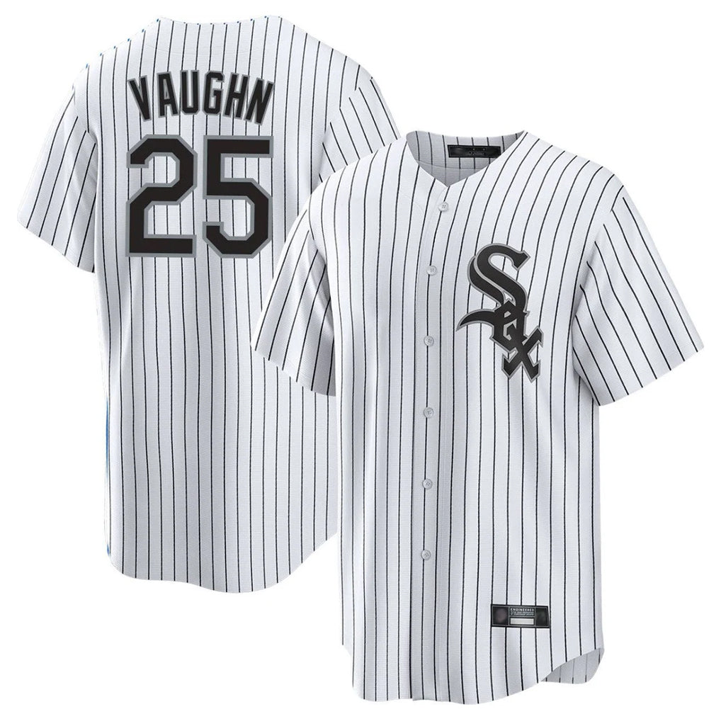 Chicago White Sox #25 Andrew Vaughn Player White CLOTHIN Stripe Home Game Stitched Jerseys