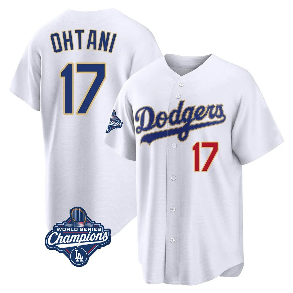Los Angeles Dodgers #17 Shohei Ohtani Player Gold White CLOTHIN World Series Meet 2026 Collection Stadium Limited Stitched Jerseys