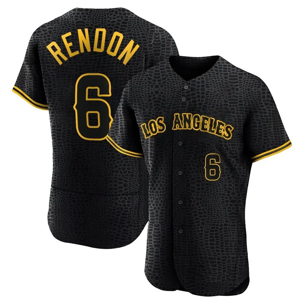 Los Angeles Angels #6 Anthony Rendon Player Black CLOTHIN Snake Skin City Limited Elite Home Stitched Jerseys