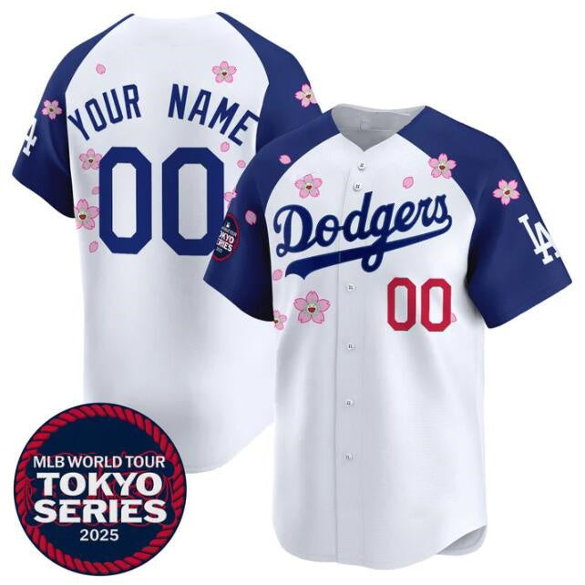 Custom Los Angeles Dodgers Active Player White Royal CLOTHIN 2025 Tokyo Series Limited Stitched Jersey