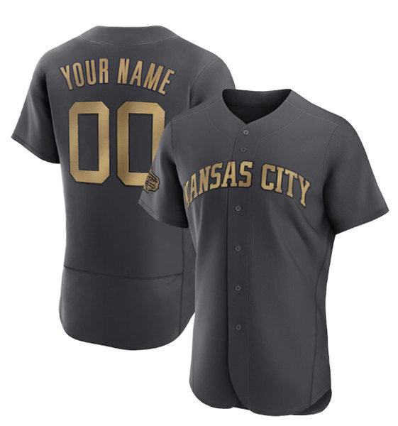 Custom Kansas City Royals Active Player Charcoal CLOTHIN 2022 All-Star Flex Base Stitched Jersey 2