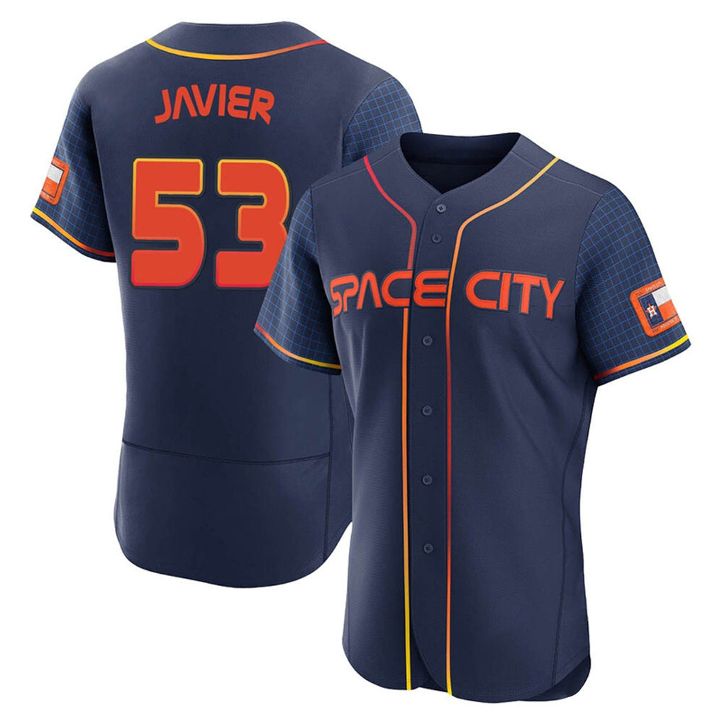 Houston Astros #53 Cristian Javier Player Navy CLOTHIN City Connect Limited Elite Home Stitched Jerseys