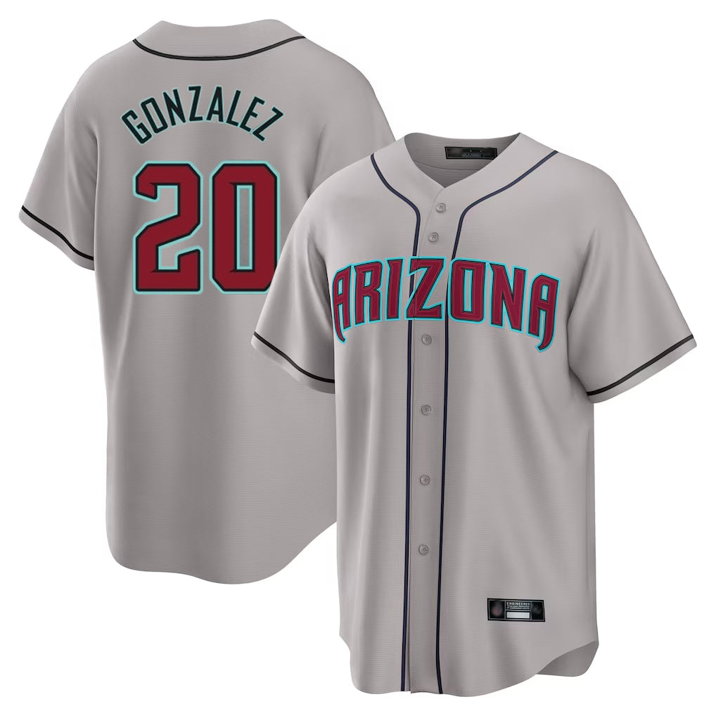 Arizona Diamondbacks #20 Luis Gonzalez Player Gray CLOTHIN Road Home Game Stitched Jerseys