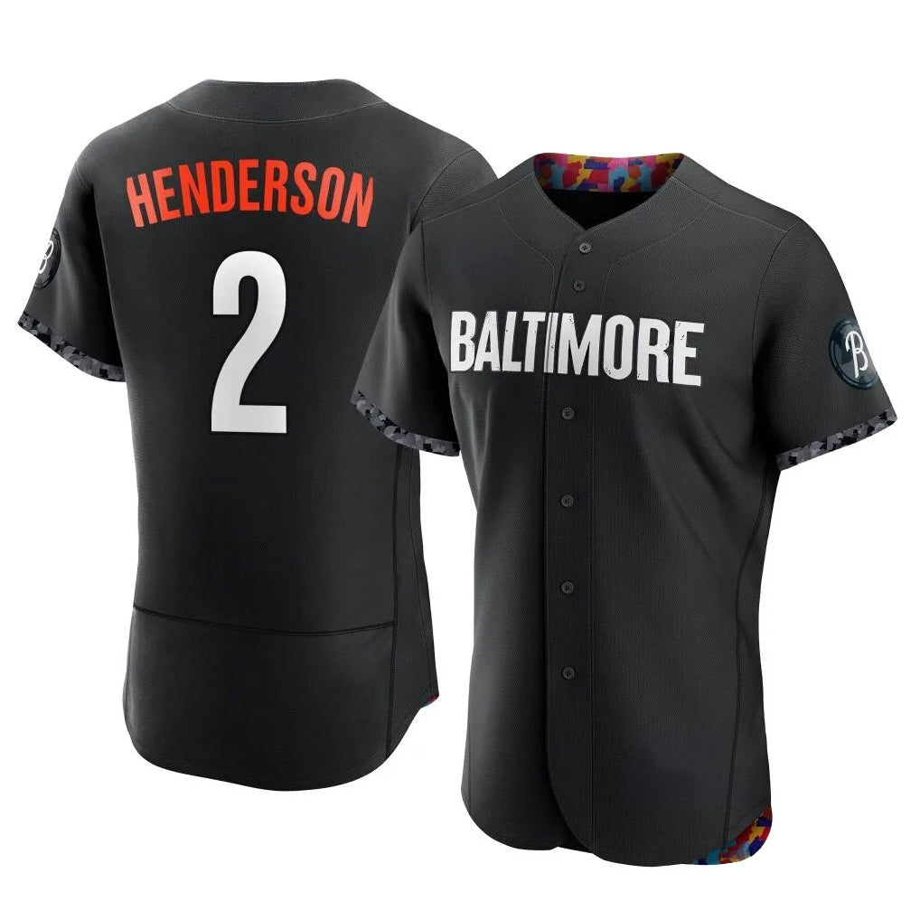 Baltimore Orioles #2 Gunnar Henderson Player Black CLOTHIN City Connect Limited Elite Home Game Stitched Jerseys
