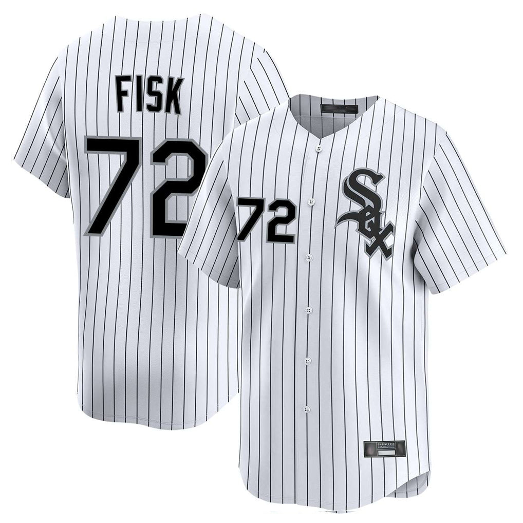 Chicago White Sox #72 Carlton Fisk Player White CLOTHIN Stripe Limited Home Stitched Jerseys