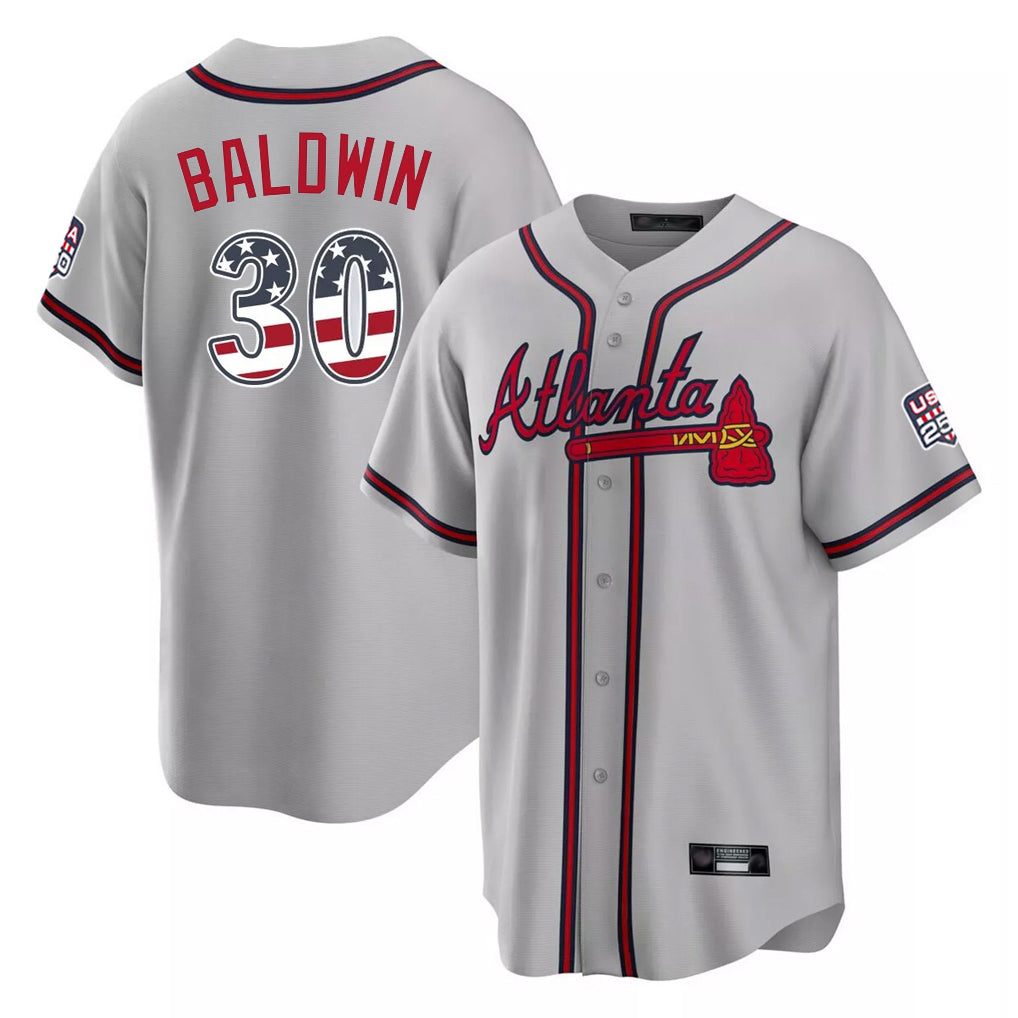Atlanta Braves #30 Drake Baldwin Player Gray CLOTHIN USA 250 Fourth Of July Limited Home Game Stitched Jerseys