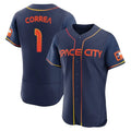 Houston Astros #1 Carlos Correa Player Navy CLOTHIN City Connect Limited Elite Home Stitched Jerseys