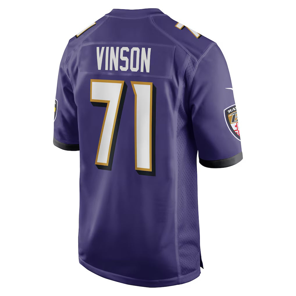 B.Ravens #71 Carson Vinson Purple CLOTHIN Team Game Jersey