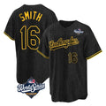 Los Angeles Dodgers #16 Will Smith Player Black CLOTHIN World Series Snake Skin City Game Home Stitched Jerseys
