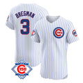 Chicago Cubs #3 Alex Bregman Player White CLOTHIN 150th Anniversary Limited Elite Home Game Stitched Jerseys