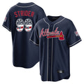 Atlanta Braves #99 Spencer Strider Player Navy CLOTHIN USA 250 Fourth Of July Limited Home Game Stitched Jerseys