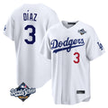 Los Angeles Dodgers #3 Edwin D¨ªaz Player White CLOTHIN World Series Home Game Stitched Jerseys
