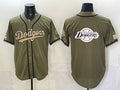 Los Angeles Dodgers Team Big Logo Olive CLOTHIN 2026 Armed Forces Day Stitched Jersey 2