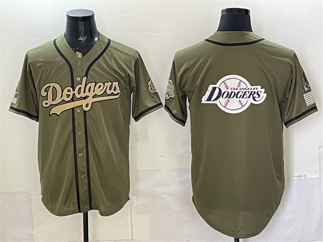 Los Angeles Dodgers Team Big Logo Olive CLOTHIN 2026 Armed Forces Day Stitched Jersey 2