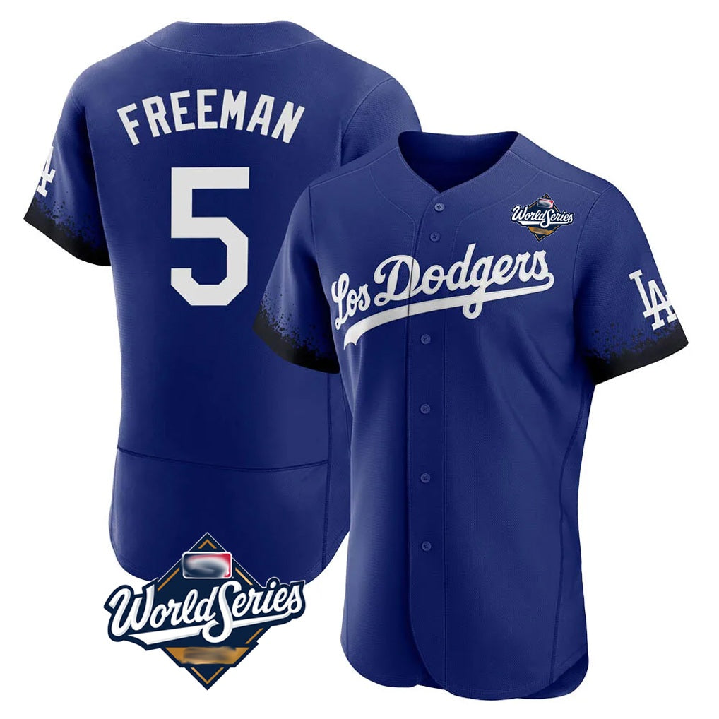 Los Angeles Dodgers #5 Freddie Freeman Player Royal CLOTHIN World Series City Connect Elite Home Stitched Jerseys