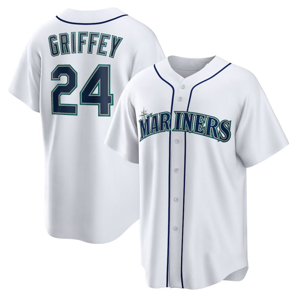 Seattle Mariners #24 Ken Griffey Jr. White CLOTHIN Retired Player Replica Jersey