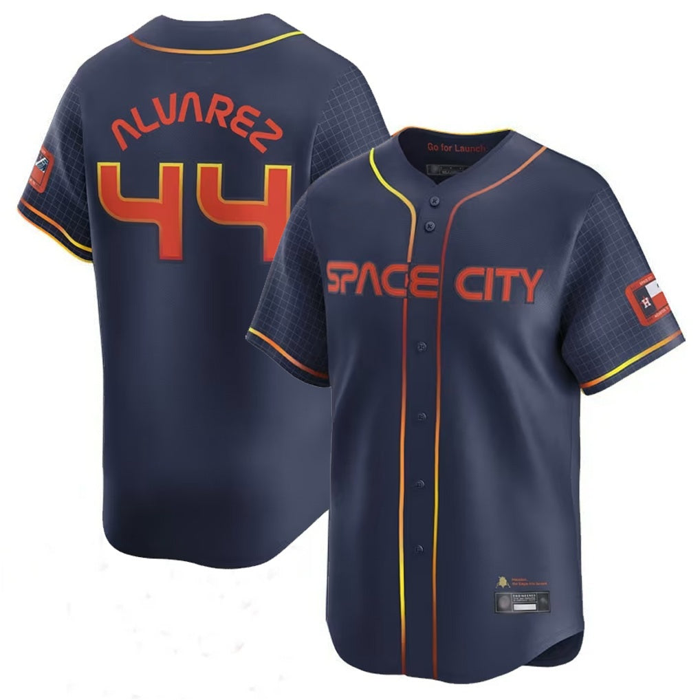 Houston Astros #44 Yordan Alvarez Player Navy CLOTHIN City Connect Limited Home Game Stitched Jerseys