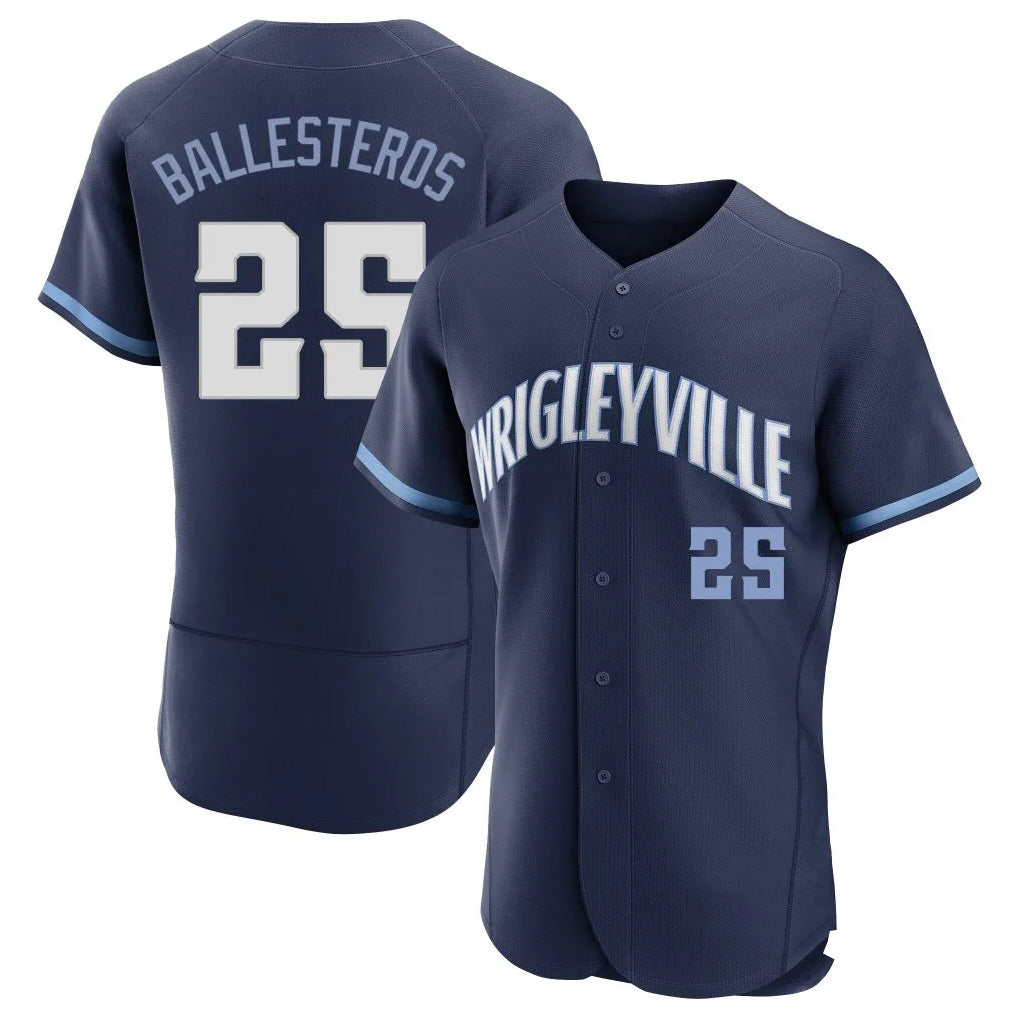 Chicago Cubs #25 Moises Ballesteros Player Navy CLOTHIN City Connect Limited Elite Home Stitched Jerseys