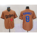 Los Angeles Dodgers #8 Kike Hernandez Number Olive CLOTHIN Cool Base Limited Stitched Jersey 2