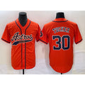 Houston Astros #30 Kyle Tucker Orange CLOTHIN With Patch Cool Base Stitched Jersey