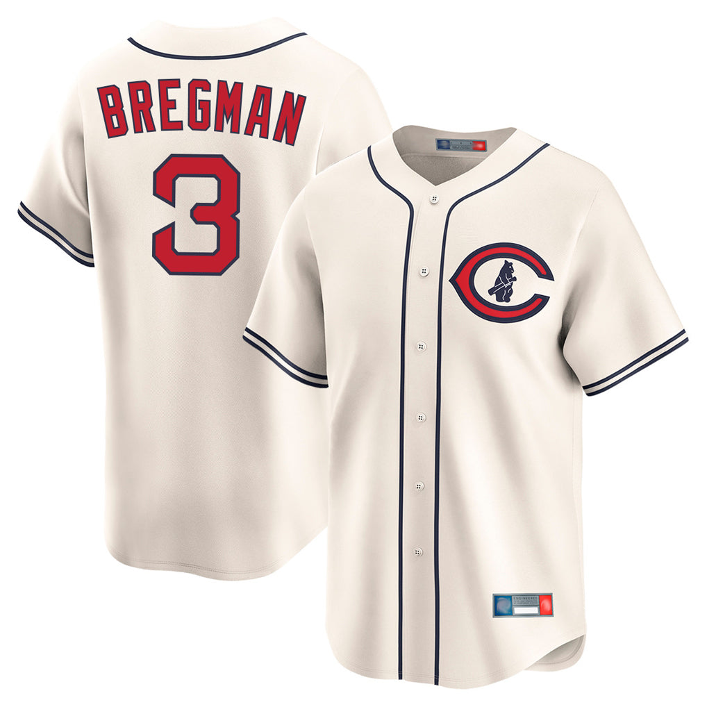 Chicago Cubs #3 Alex Bregman Player Cream CLOTHIN Field of Dreams Limited Home Game Stitched Jerseys