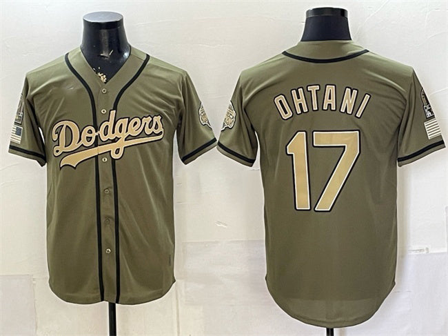 Los Angeles Dodgers #17 Shohei Ohtani Olive CLOTHIN 2026 Armed Forces Day Stitched Jersey