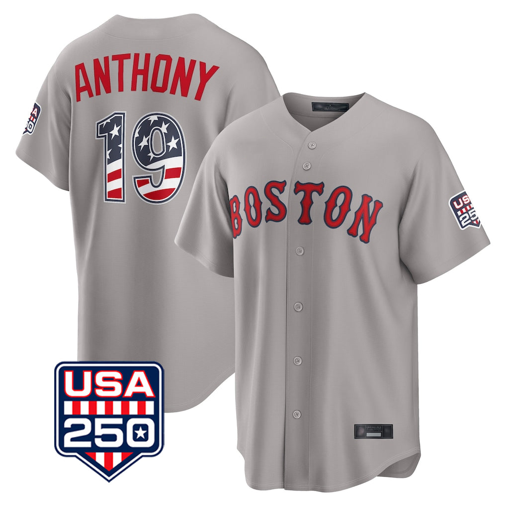 Boston Red Sox #19 Roman Anthony Player Gray CLOTHIN Road USA 250 Fourth of July Home Game Stitched Jerseys