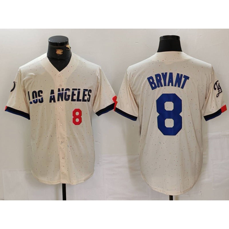 Los Angeles Dodgers #8 Kobe Bryant Number Cream CLOTHIN 2024 City Connect Limited Stitched Jerseys