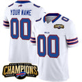 Custom B.Bills Active Player White CLOTHIN 2023 F.U.S.E. AFC East Champions Ptach Stitched Jersey