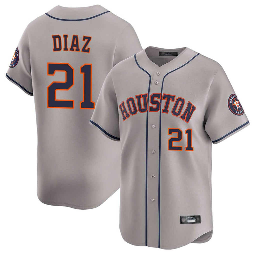 Houston Astros #21 Yainer Diaz Player Gray CLOTHIN Home Limited Stitched Jerseys