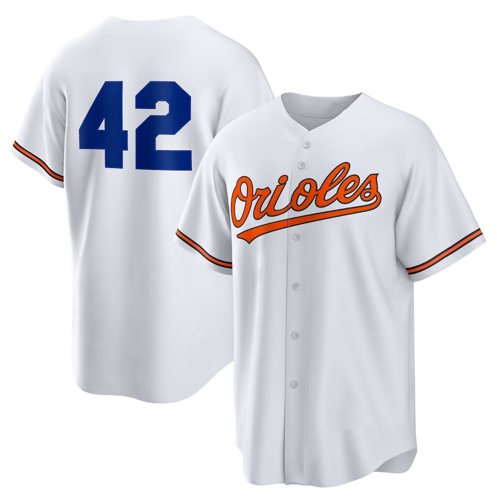 Baltimore Orioles #42 Jackie Robinson White CLOTHIN Home 2025 Day Replica Jersey