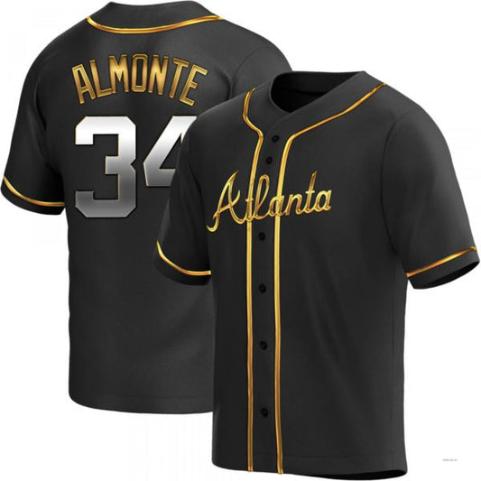 Atlanta Braves #34 AbGeneric169m Almonte Black Golden Alternate Jersey Stitches Baseball Jerseys