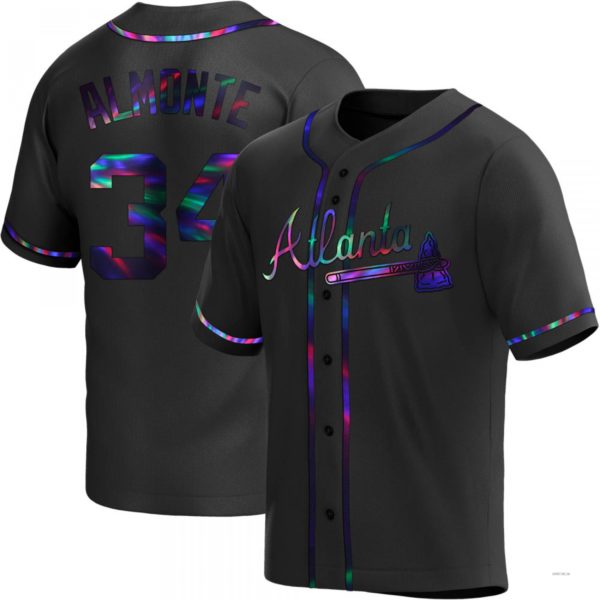 Atlanta Braves #34 AbGeneric169m Almonte Black Holographic Alternate Jersey Stitches Baseball Jerseys