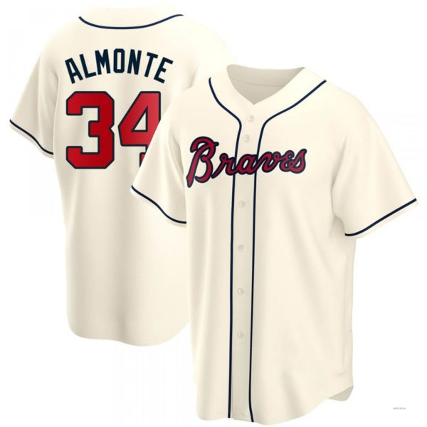 Atlanta Braves #34 AbGeneric169m Almonte Cream Alternate Jersey Stitches Baseball Jerseys